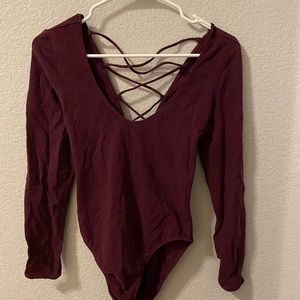 Victoria Secret long sleeve burgundy bodysuit